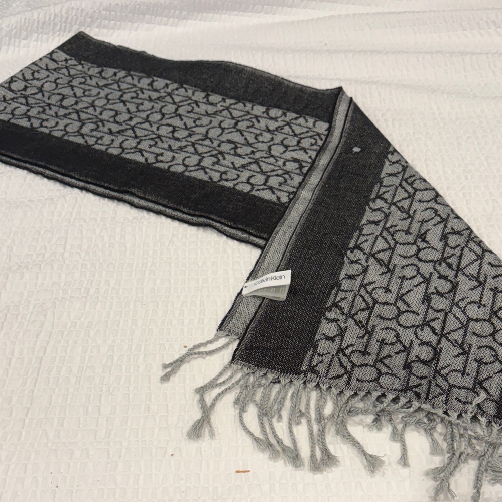 Calvin Klein Black and Gray Scarf